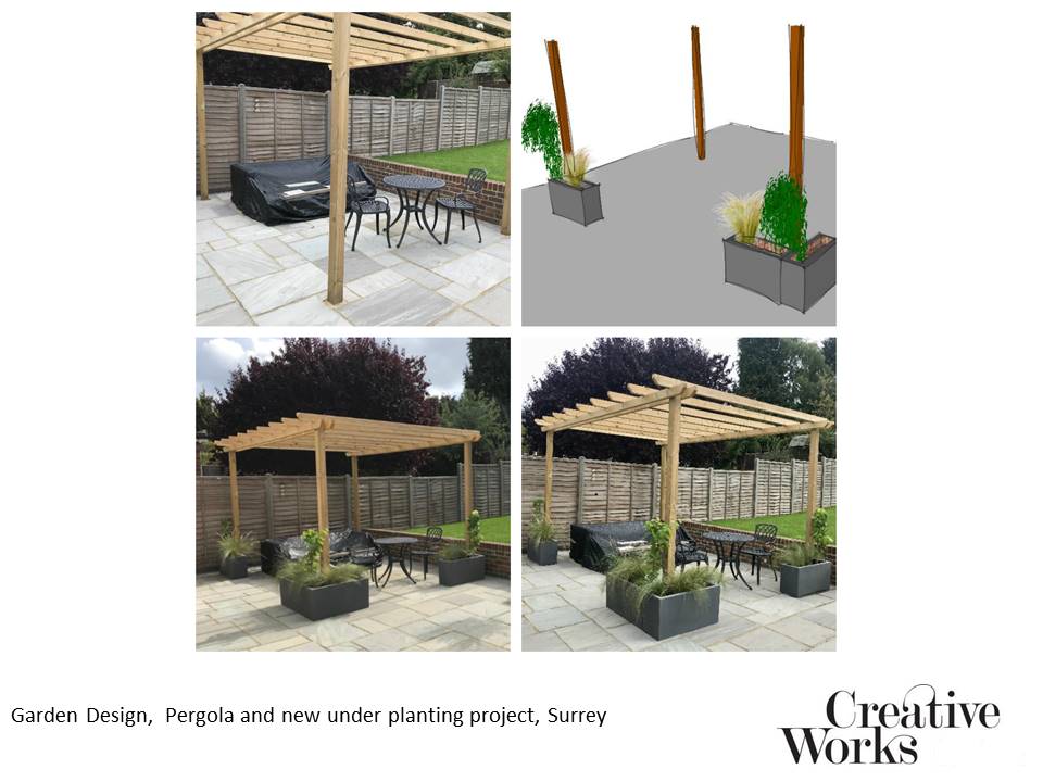 Cindy Kirkland Creative Works Garden Design, Pergola and new under planting project, Surrey