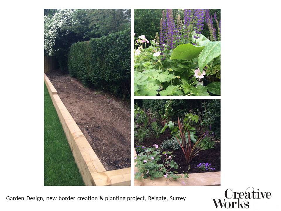 Cindy Kirkland Creative Works Garden Design, new border creation & planting project, Reigate, Surrey