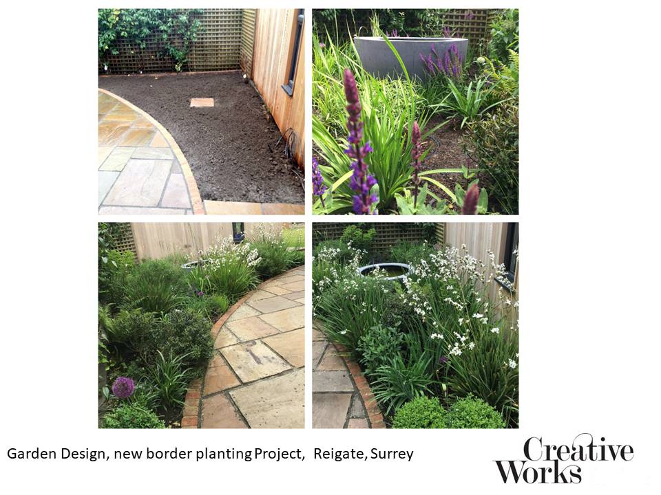 Cindy Kirkland Creative Works Garden Design, new border planting Project, Reigate, Surrey