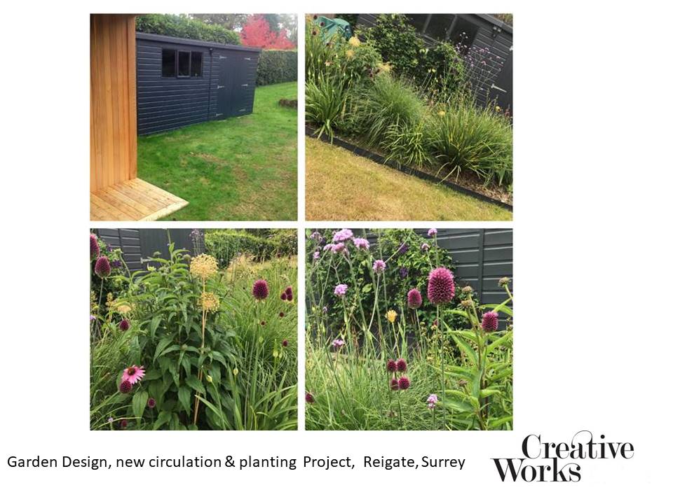 Cindy Kirkland Creative Works Garden Design, new circulation & planting Project, Reigate, Surrey