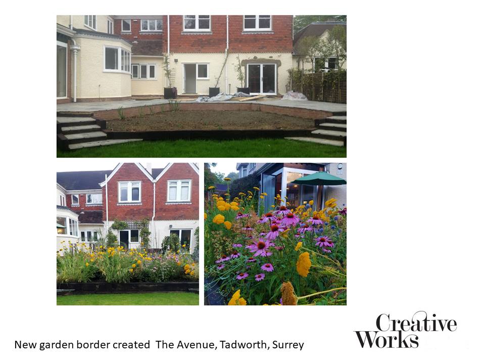 Cindy Kirkland Creative Works New garden border created The Avenue, Tadworth, Surrey