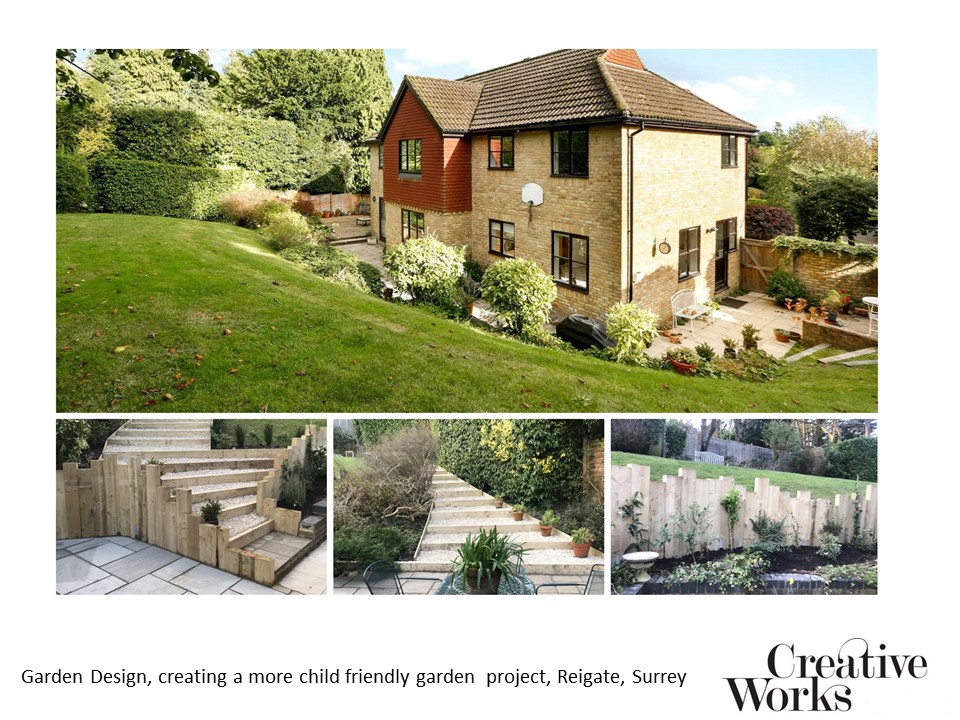 Garden Design, creating a more child friendly garden project, Reigate, Surrey