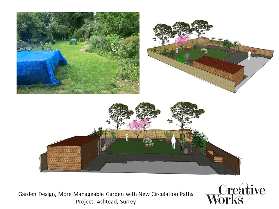 Garden Design, More Manageable Garden with New Circulation Paths Project, Ashtead, Surrey