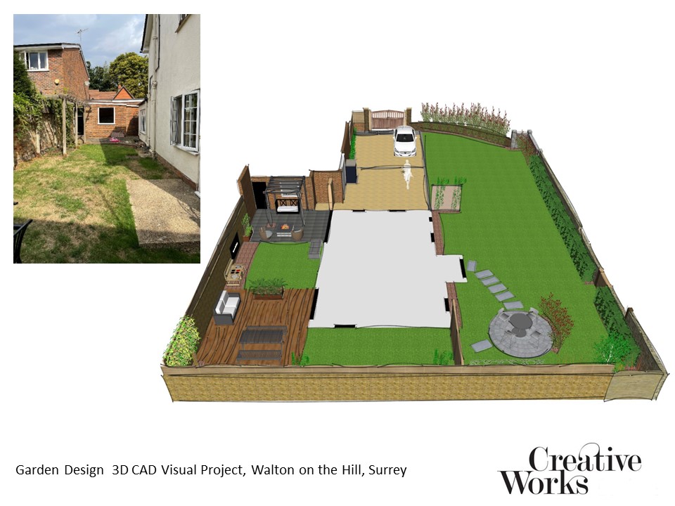 Cindy Kirkland at Creative Works Garden Design 3D CAD Visual Project, Walton on the Hill, Surrey